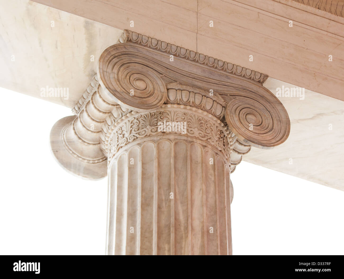 Ionic column capital in Athens, Greece Stock Photo