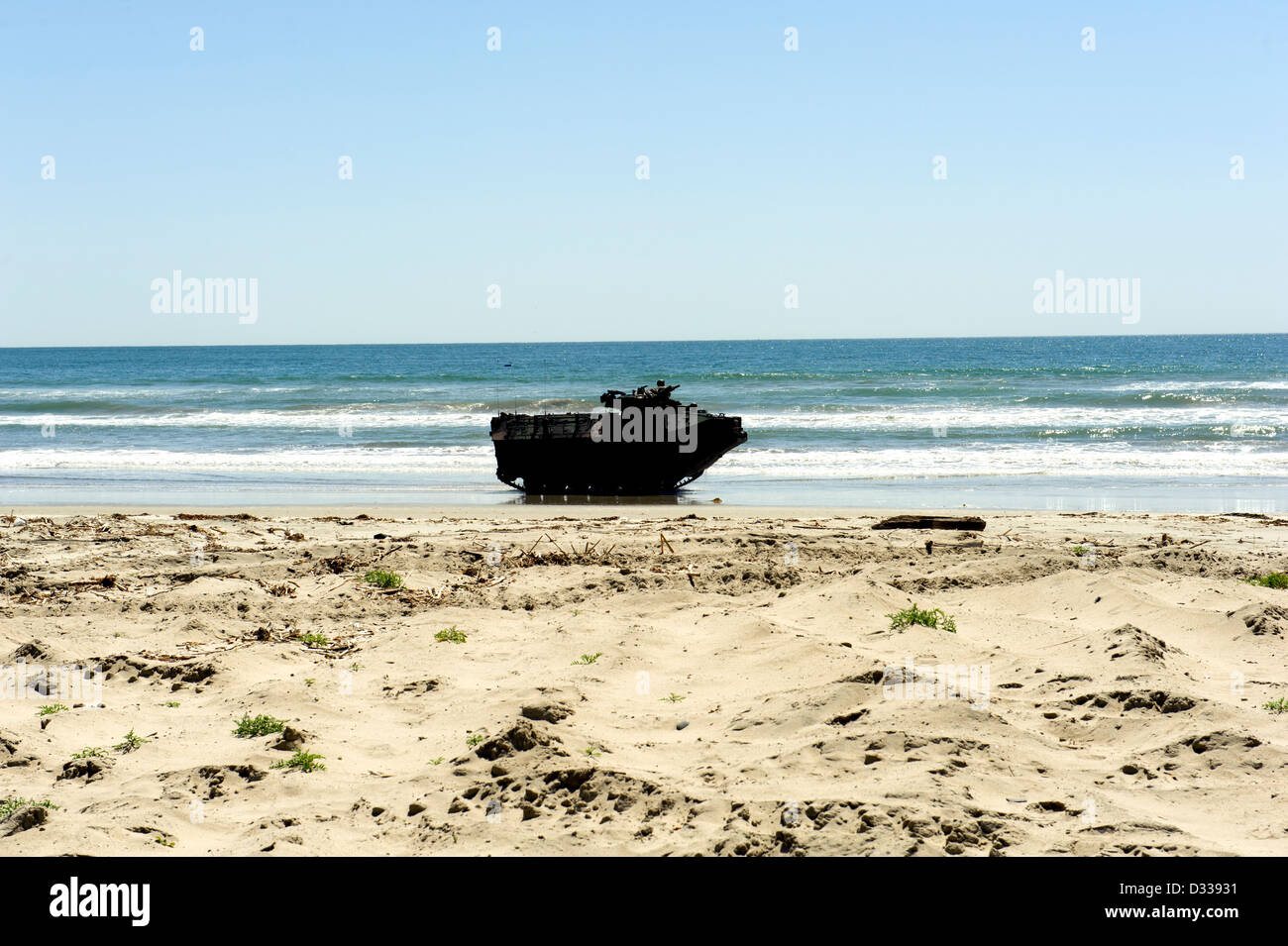 U.S. Marine Corp Amphibious Assault Vehicle AAV on a training beach Stock Photo