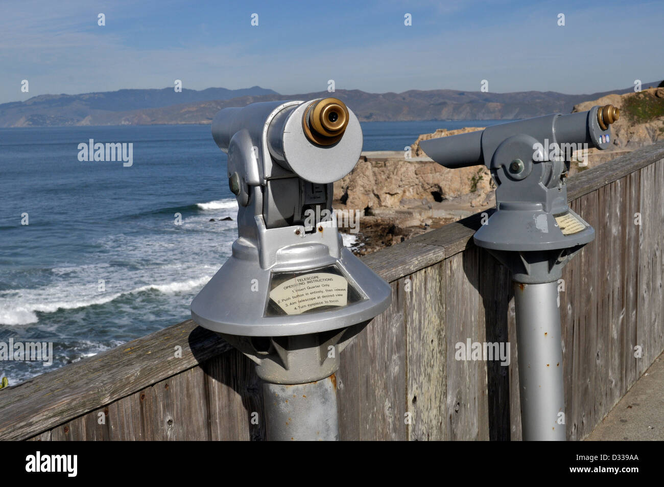 pay telescopes, in Golden Gate National Recreation Area, San Francisco, Stock Photo