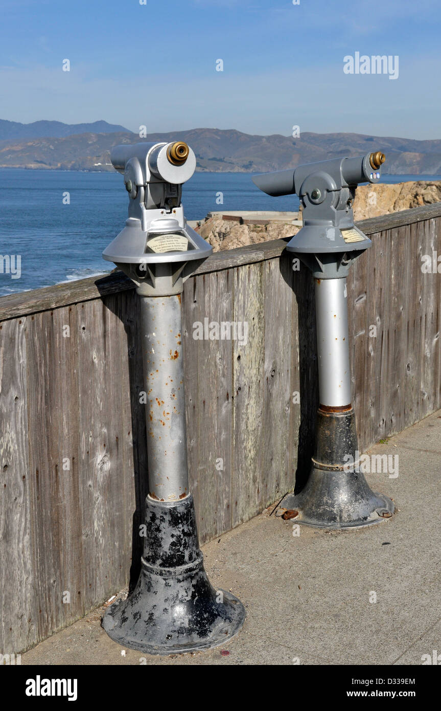 pay telescopes, in Golden Gate National Recreation Area, San Francisco, Stock Photo