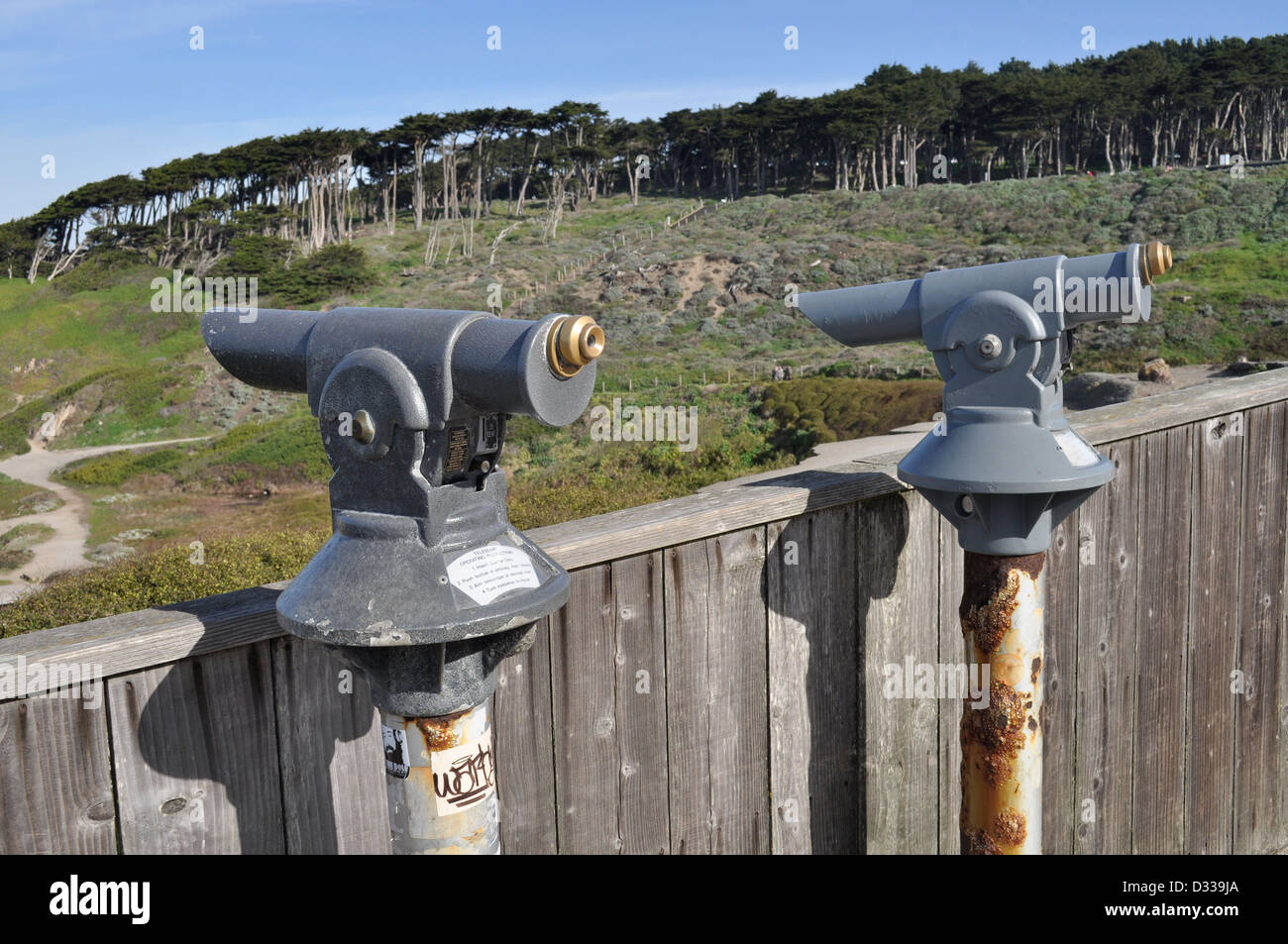 pay telescopes, in Golden Gate National Recreation Area, San Francisco, Stock Photo