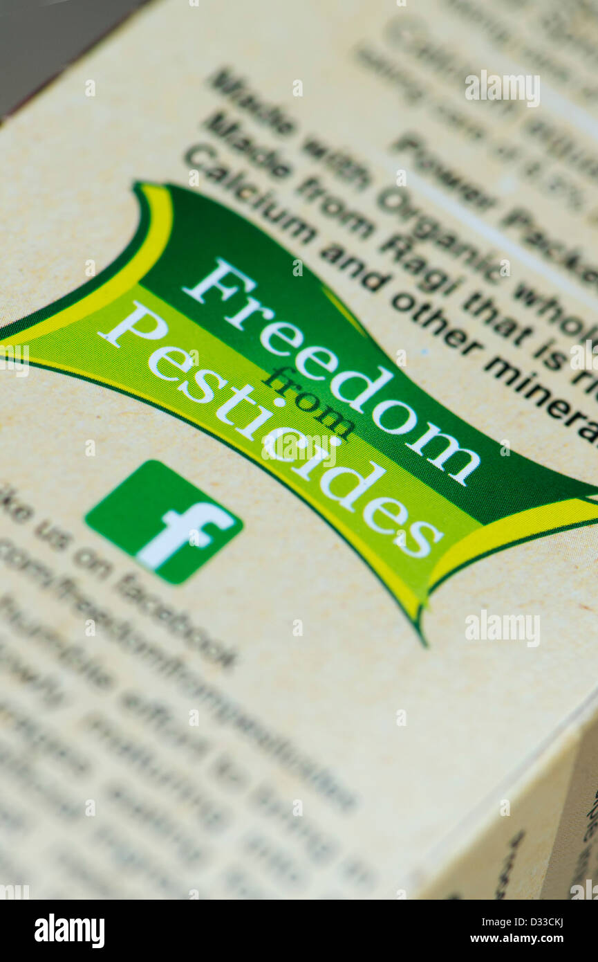 Indian Organic food label. Freedom from pesticides. India Stock Photo