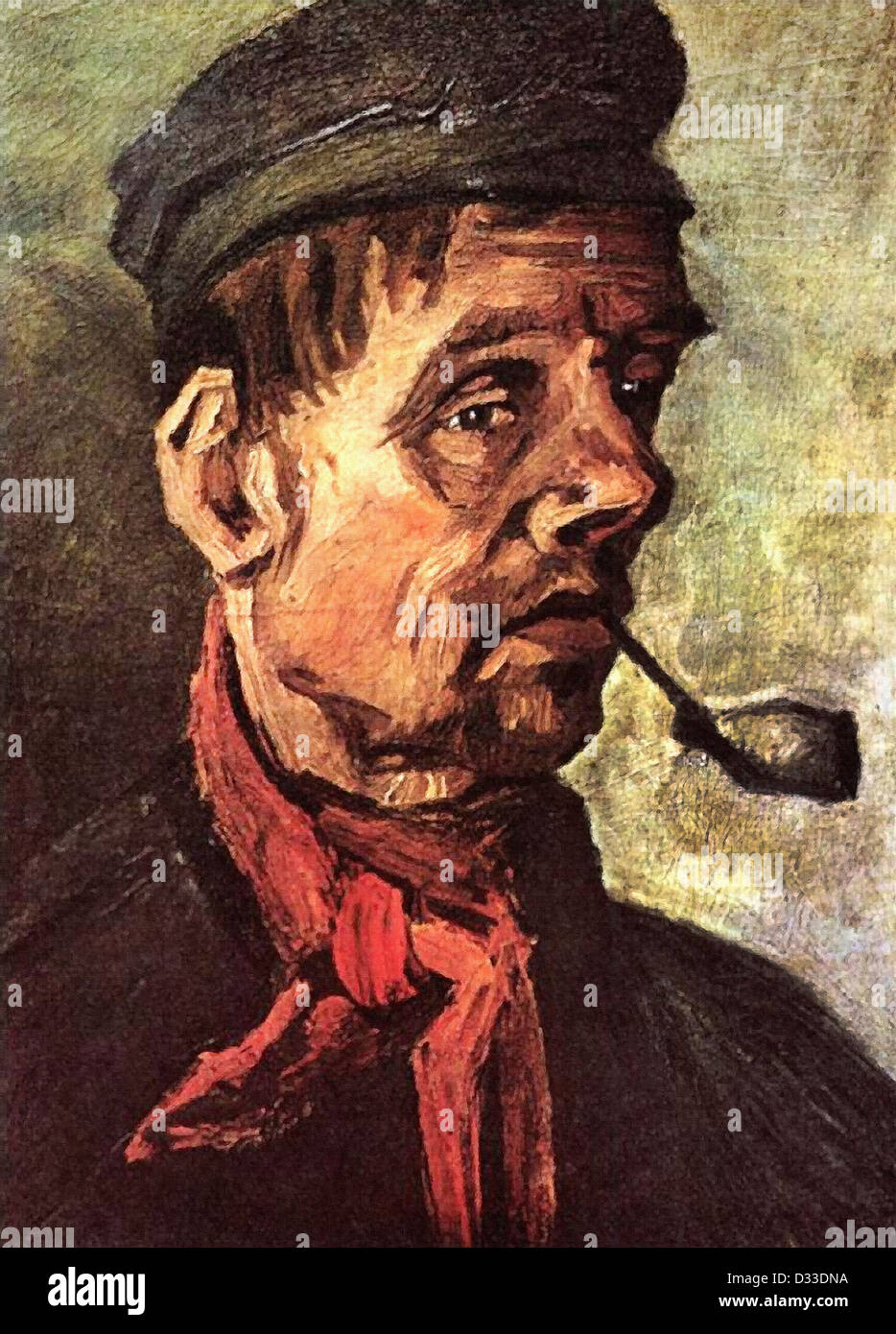 Vincent van Gogh: Head of a Peasant with a Pipe. 1885. Oil on canvas. Rijksmuseum Kröller-Müller, Otterlo, Netherlands. Realism. Stock Photo