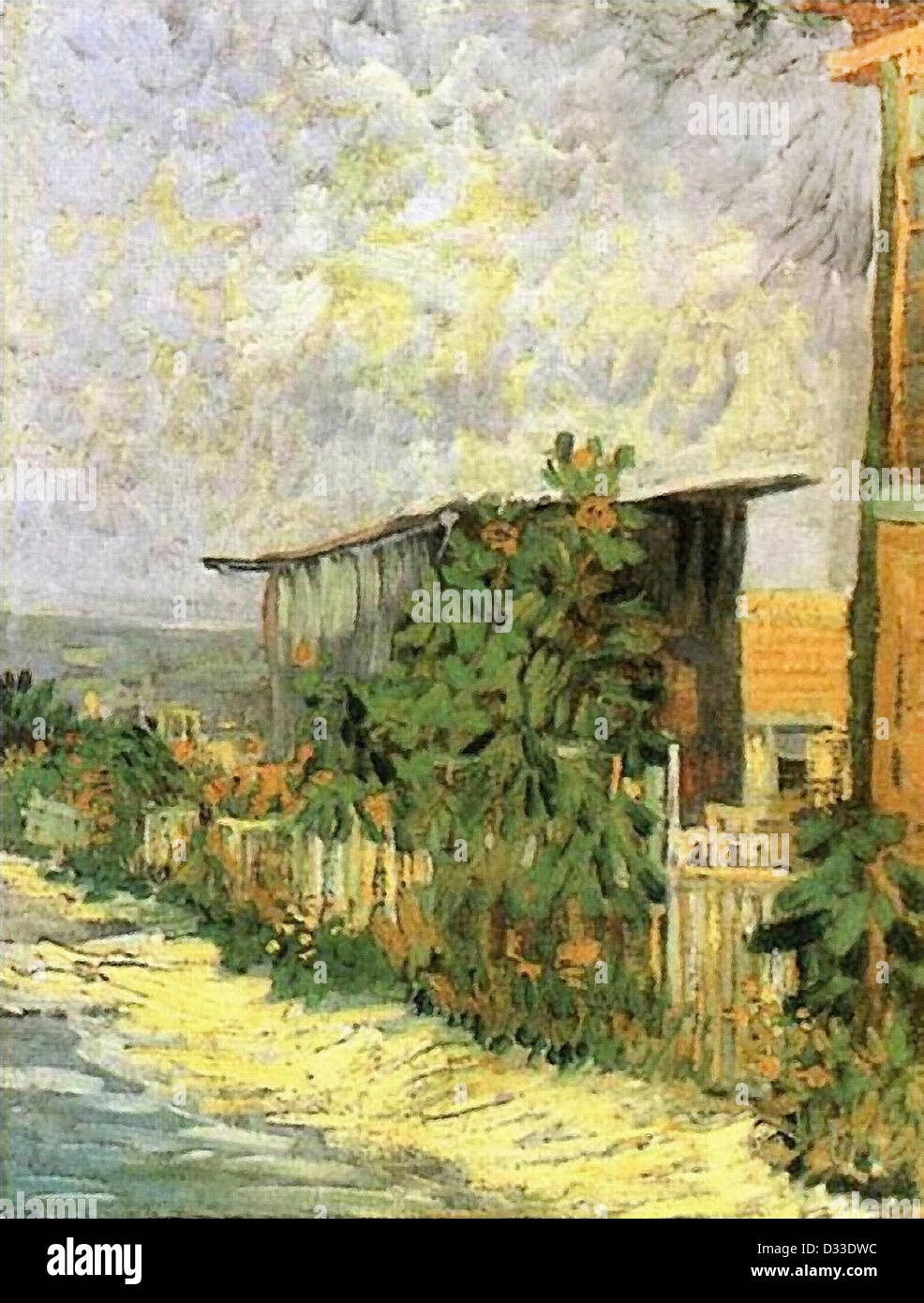 Vincent van Gogh: Montmartre Path with Sunflowers. 1887. Oil on canvas. Legion of Honor, San Francisco , California, USA. Stock Photo