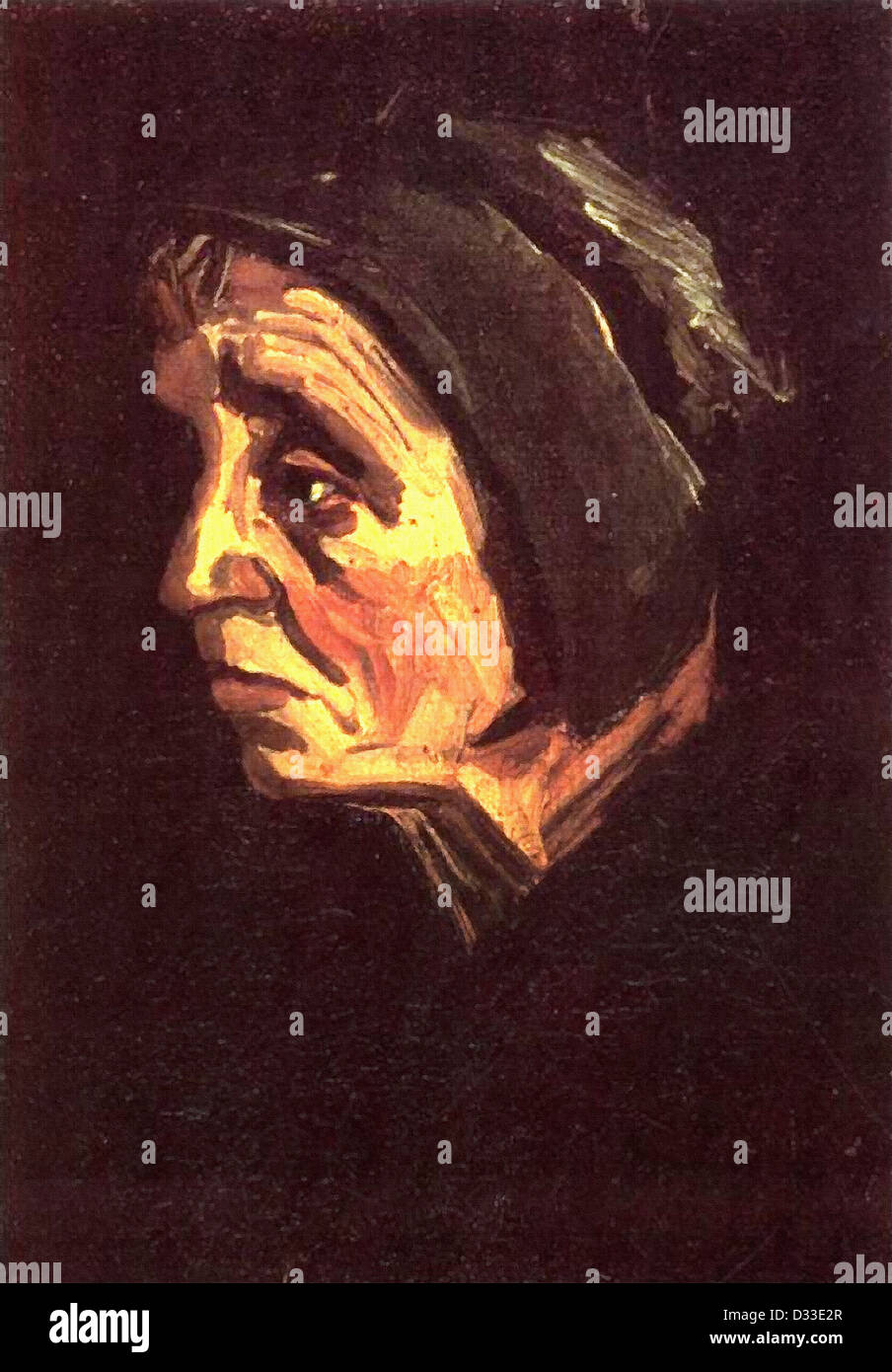 Vincent van Gogh: Head of a Peasant Woman with Dark Cap. 1885. Oil on canvas. Rijksmuseum Kröller-Müller, Otterlo, Netherlands. Stock Photo