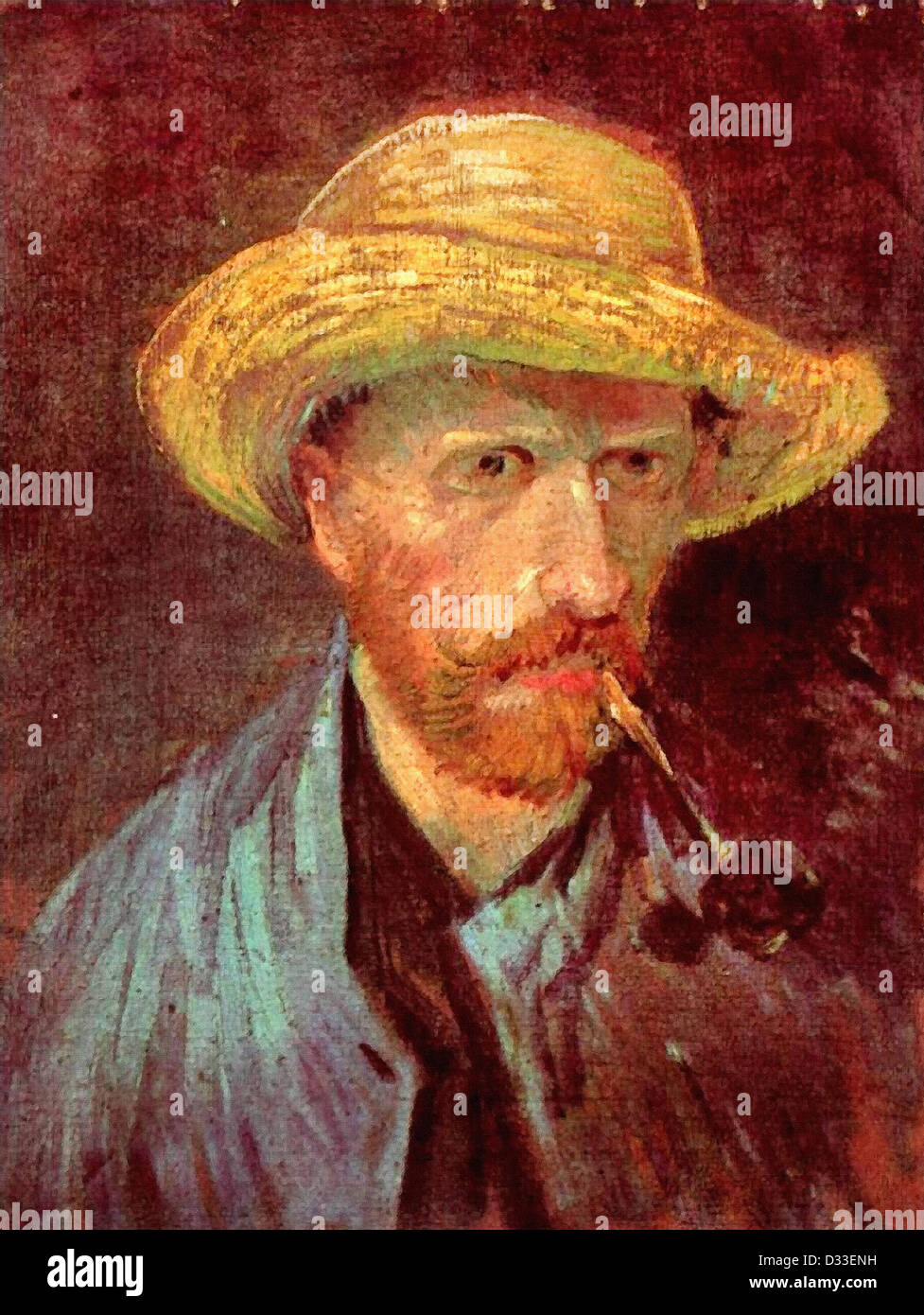 Vincent van Gogh SelfPortrait with Straw Hat and Pipe. 1887. Oil on canvas. Van Gogh Museum