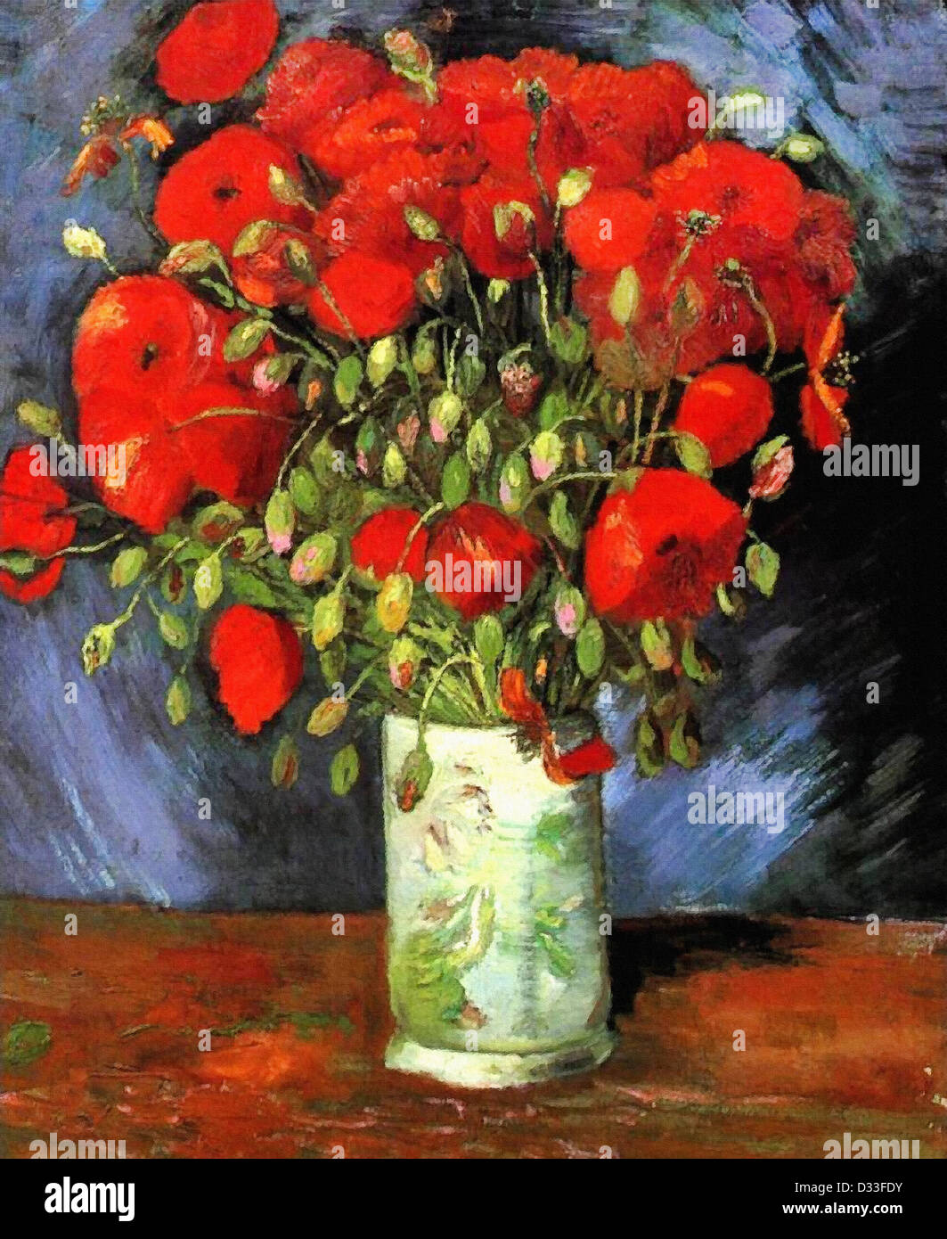 Vincent van Gogh: Vase with Red Poppies. 1886. Oil on canvas. Wadsworth Atheneum, Hartford, CT, USA. Post-Impressionism. Stock Photo