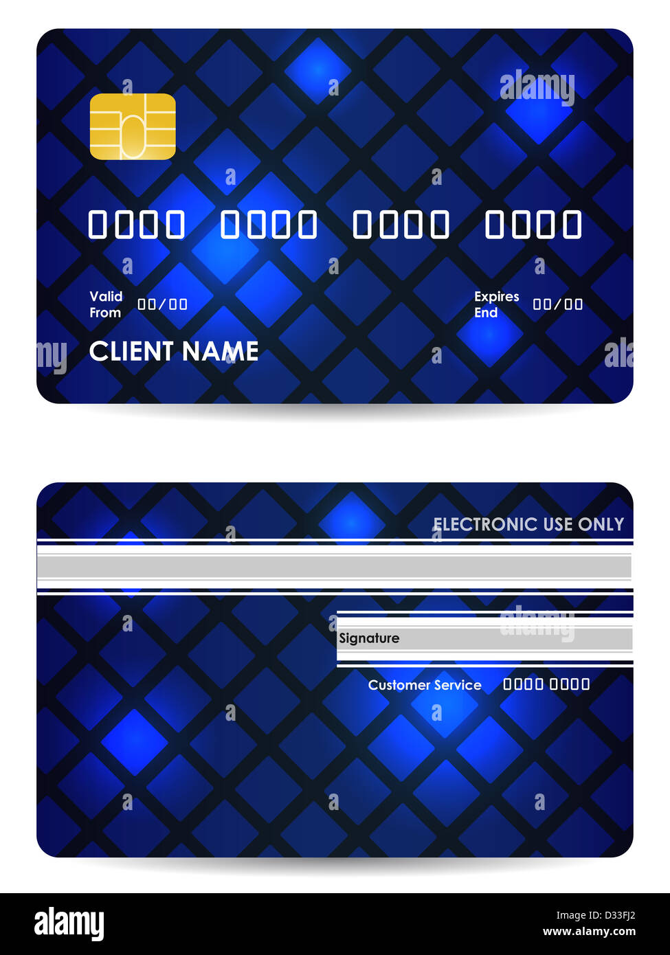 special blue credit card, front and back view Stock Photo