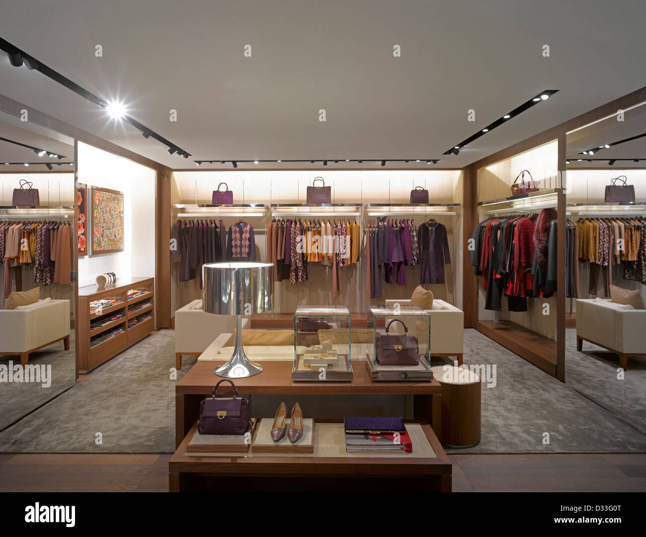 Salvatore Ferragamo Bond Street, London, United Kingdom. Architect: MPA  Architects, 2012. Overall interior view on 1st floor Stock Photo - Alamy