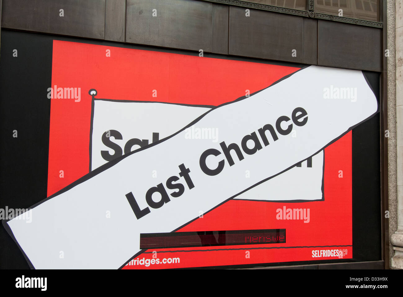 last chance sale sign in Selfridges window Stock Photo