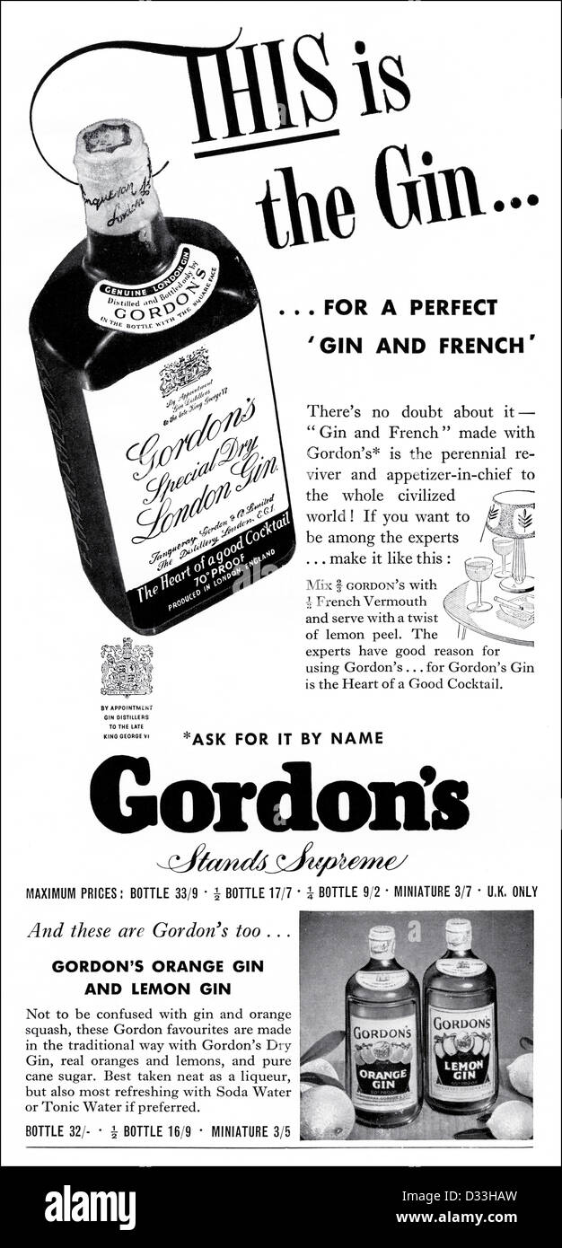 1960 Gordons Gin: The Word for Gin Vintage Print Ad