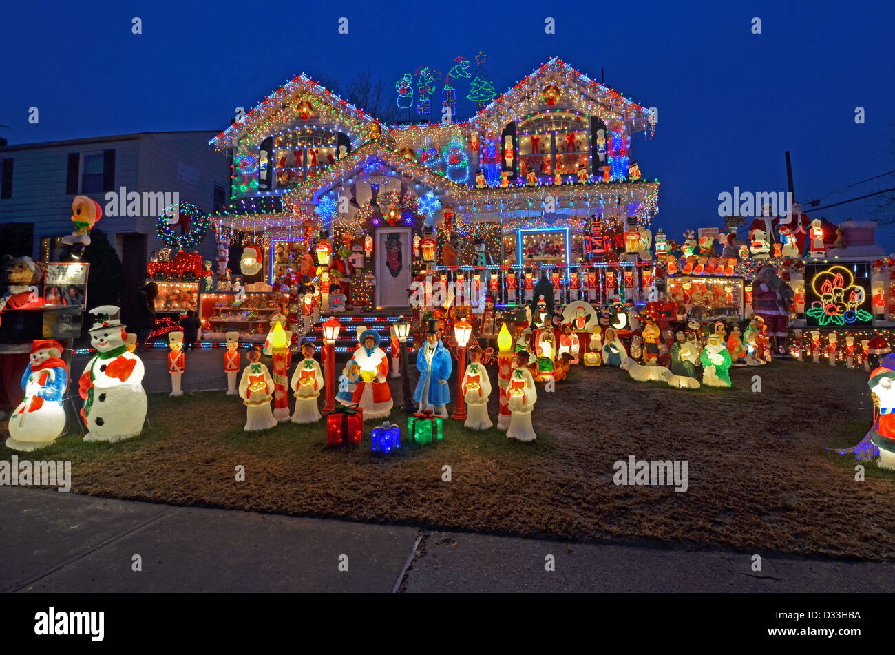 House in Bayside, Queens, New York with very elaborate Christmas