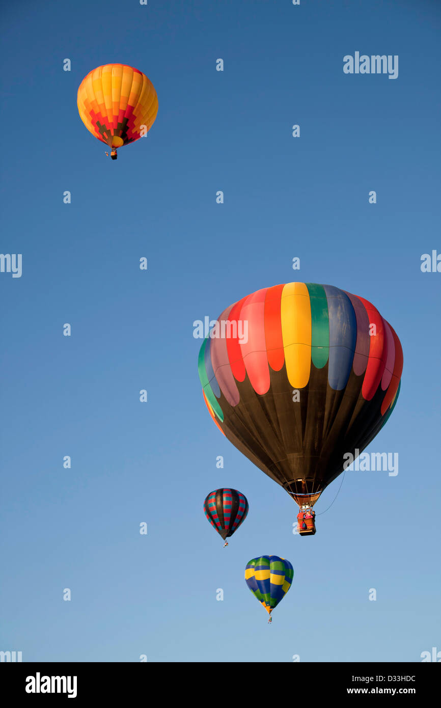 flying Hot Air Balloons in the sky at t he Yuma Balloon Festival in