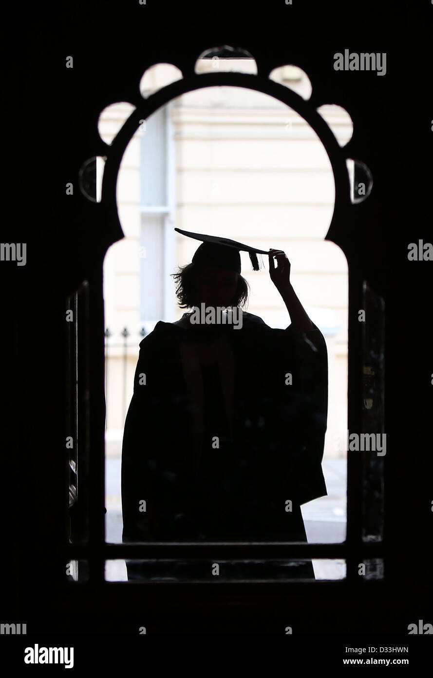 A Brighton university students arrives for her graduation ceremony at the Dome in Brighton. Picture by James Boardman. Stock Photo