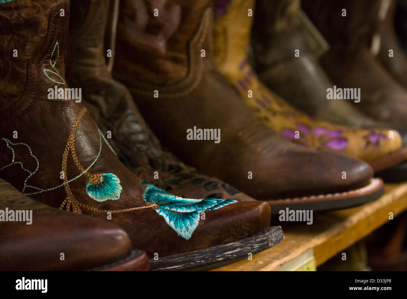 Cowboy boots on dispaly in the store Stock Photo Alamy