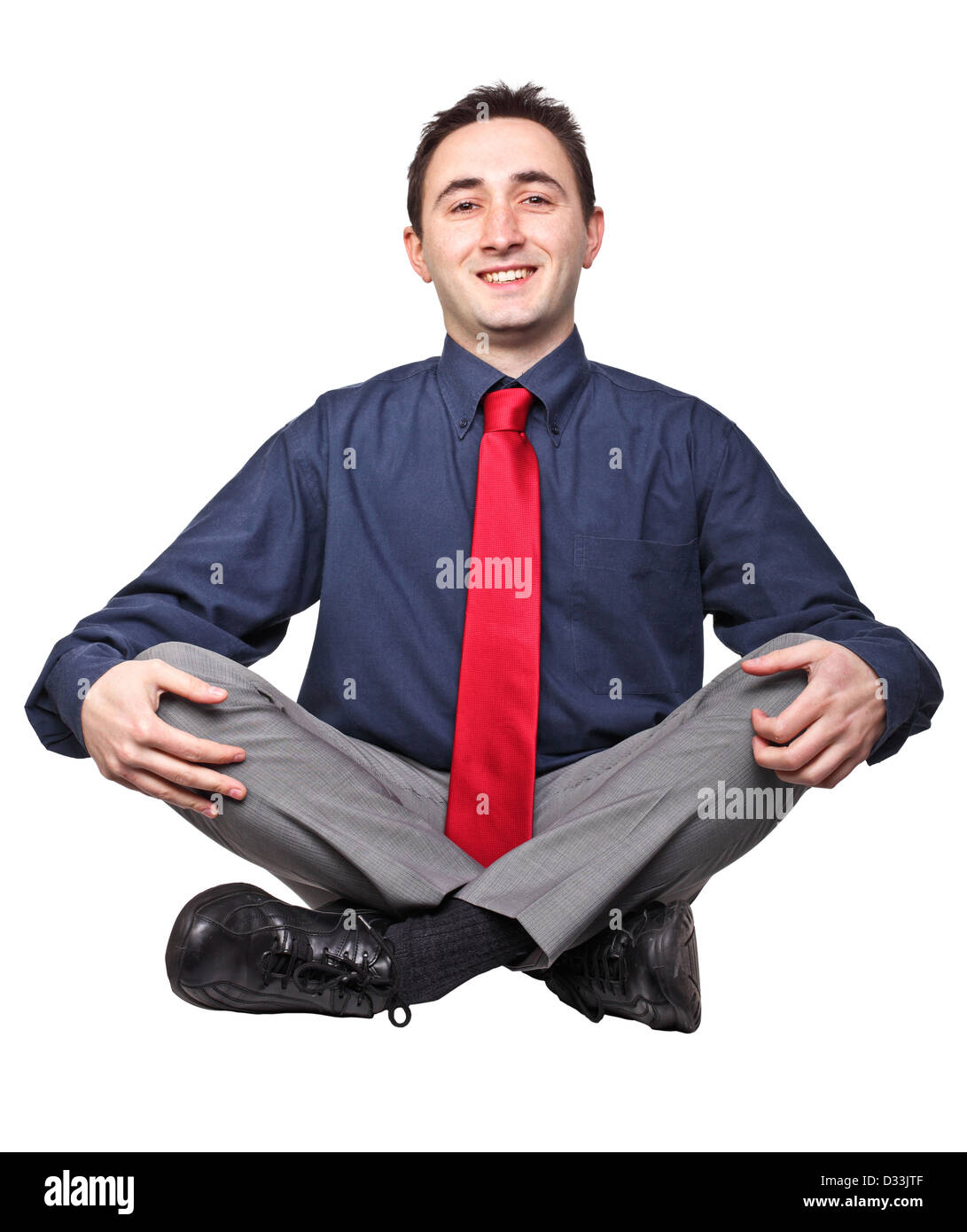Smiling Position smile worker sit position on white background Stock Photo - Alamy