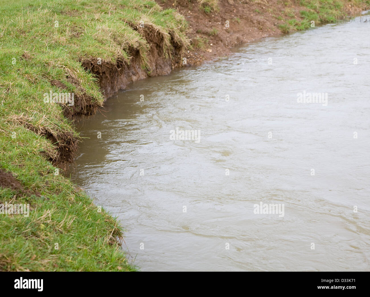High water level and velocity undercutting river banks on the River