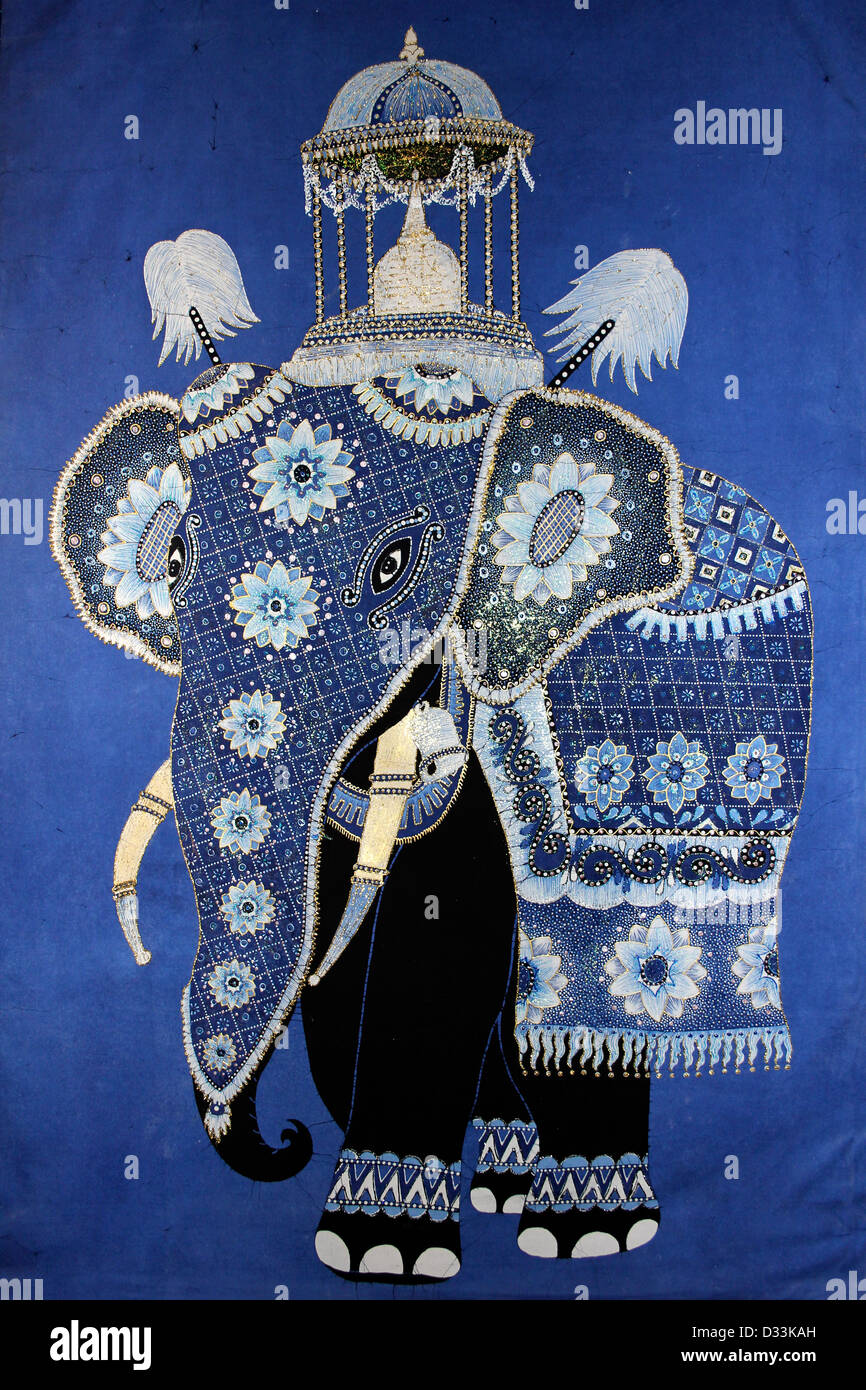Elephant Batik Sri Lanka Stock Photo