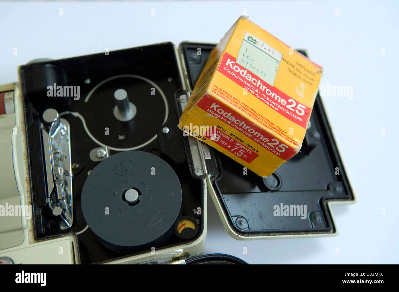 Old standard eight cine camera with unused reel of film Stock Photo - Alamy