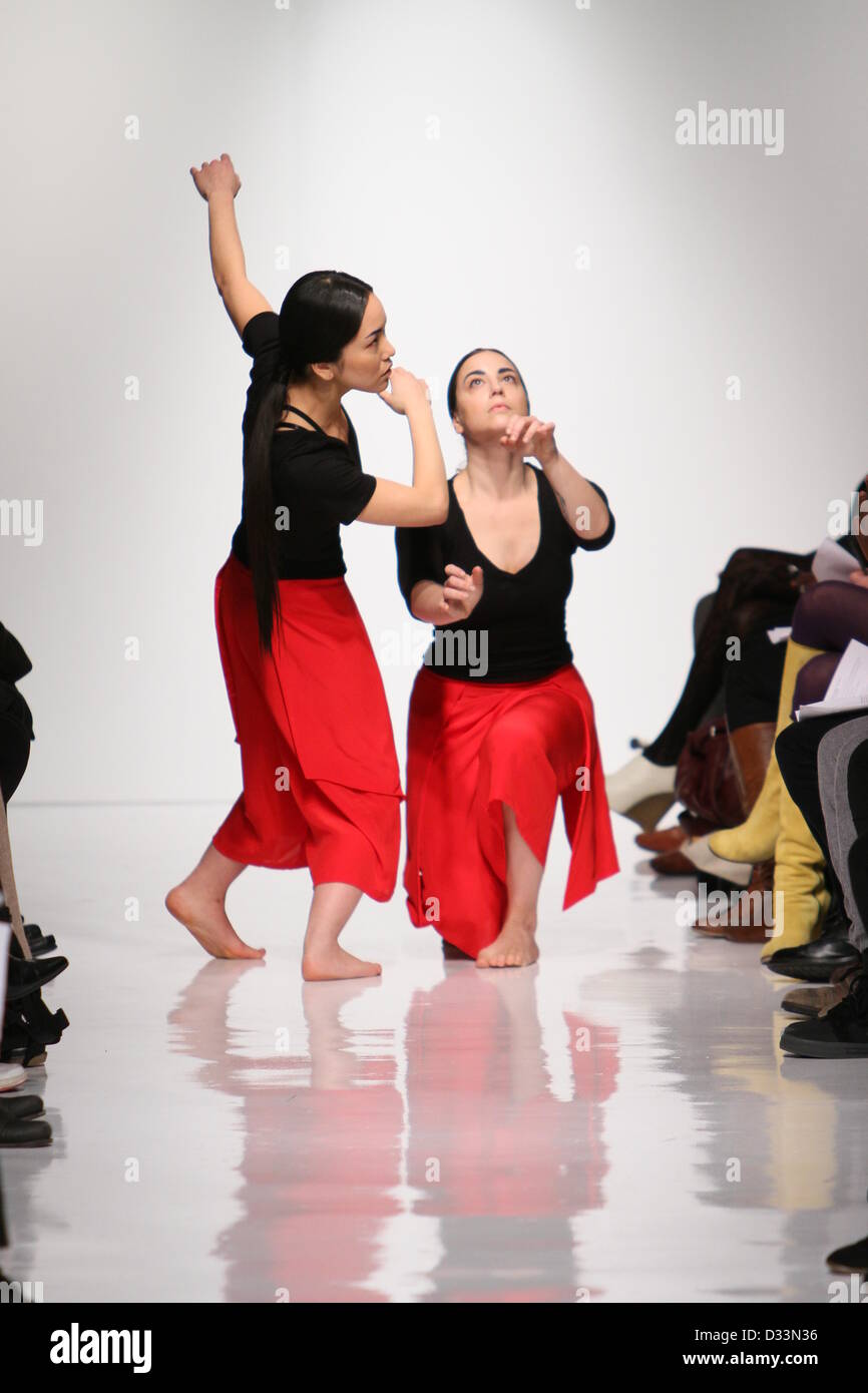 New York, USA. 7th February 2013.  Dancers perform during the 4 Corners of a Circle fall 2013 fashion show during Mercedes-Benz Fashion Week at Metropolitan Pavilion on February 7, 2013 in New York City. Credit:  Anton Oparin / Alamy Live News Stock Photo