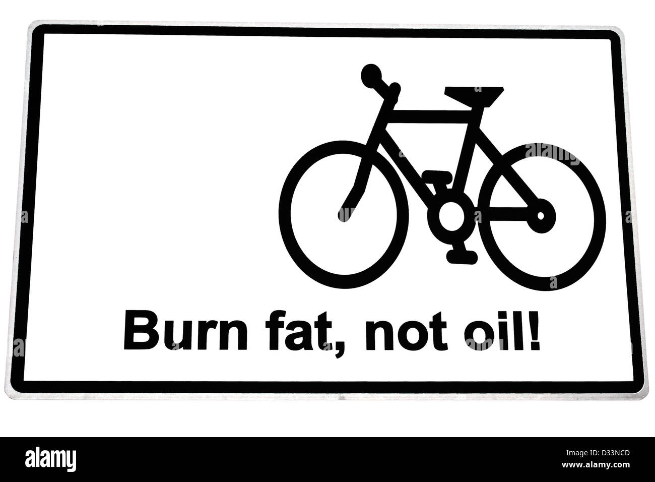 burn fat not oil irish road sign with clipping path on white Stock Photo