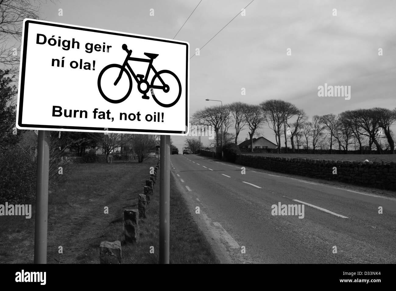 Gaelic warning sign Black and White Stock Photos & Images - Alamy