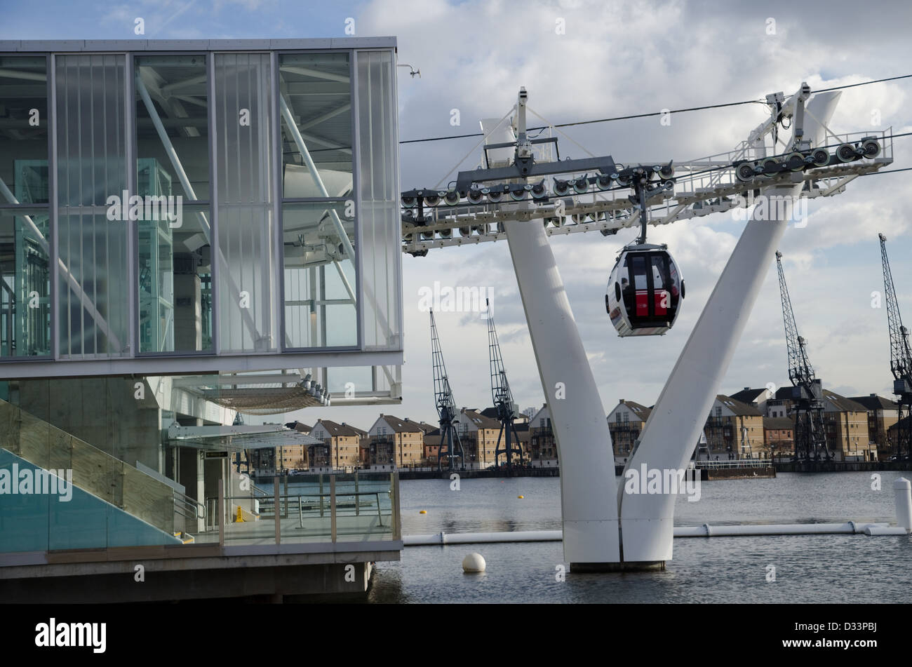 The Emirates AirLine cable car station at Royal Docks in London's