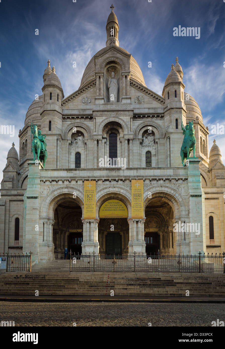 The Basilica of the Sacred Heart of Paris, commonly known as Sacré-Cœur Basilica, in Paris, France Stock Photo