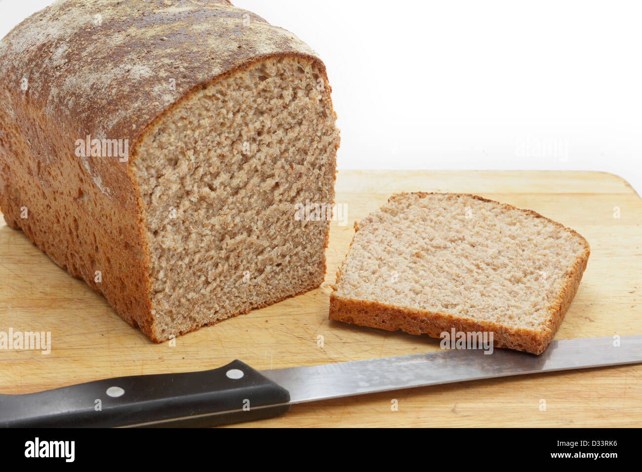 A homemade loaf of wholemeal bread with the end sliced off Stock Photo Alamy