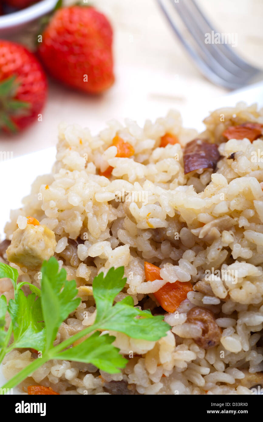A plate of fried rice. Stock Photo