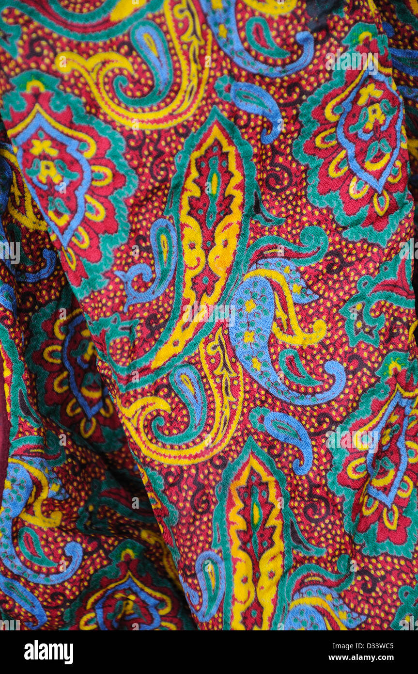 Multi-coloured material originally designed and produced in Paisley, Scotland, UK Stock Photo
