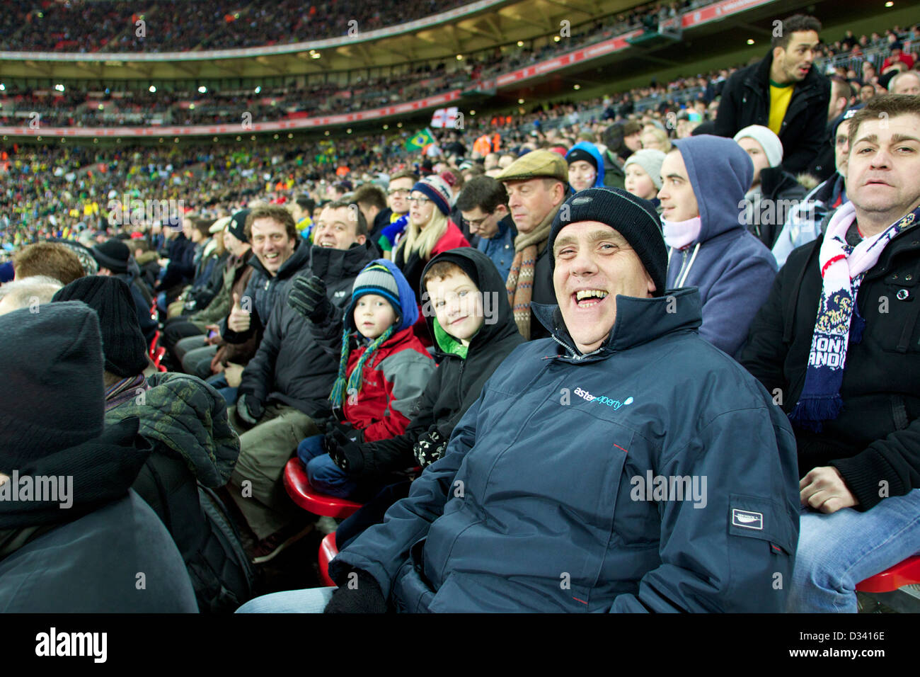 Crowd at England v Brazil football game, Wembley Stadium, London, England, UK. Wednesday 6th February 2013 Stock Photo
