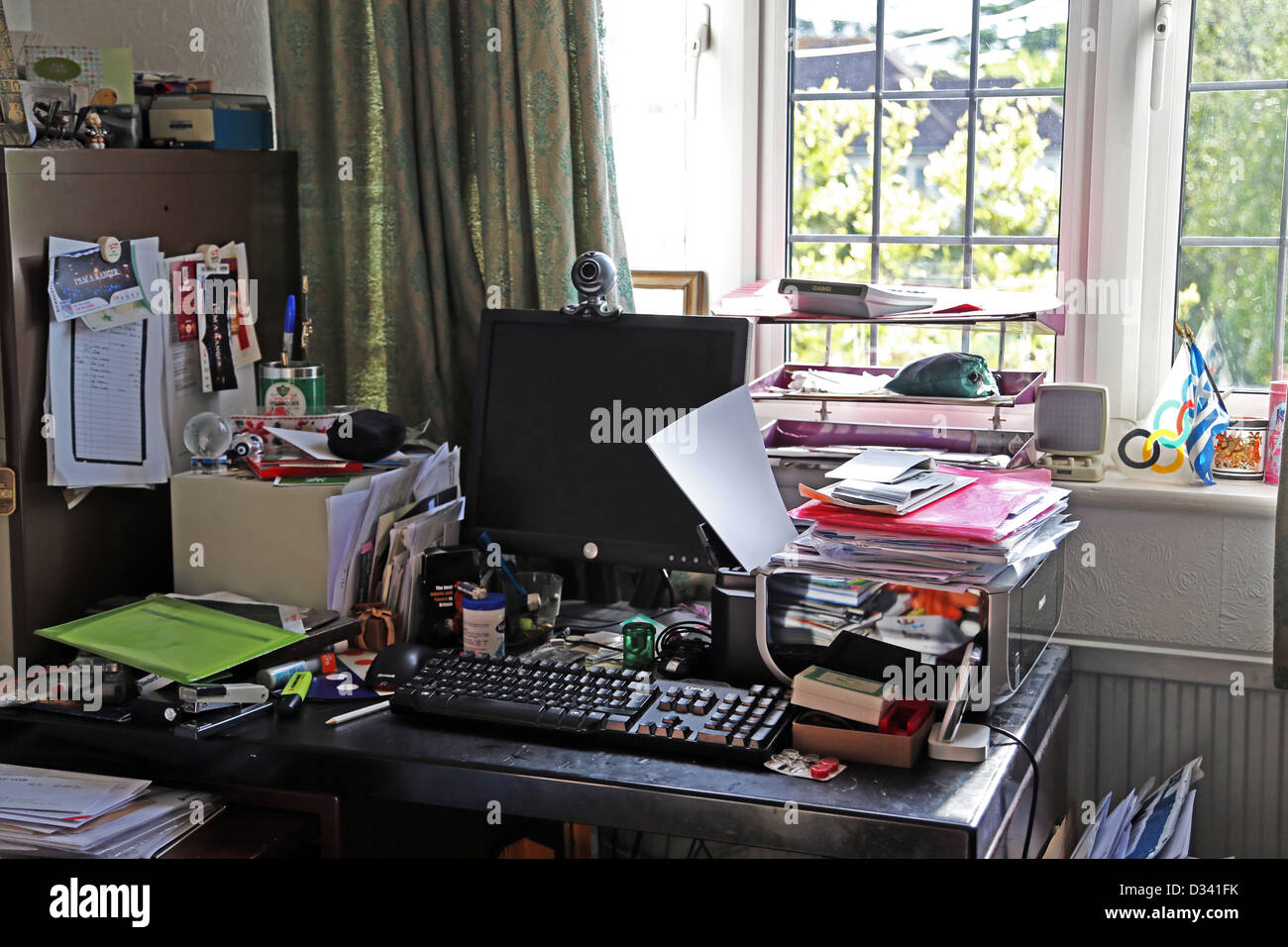 Messy Home Office Desk