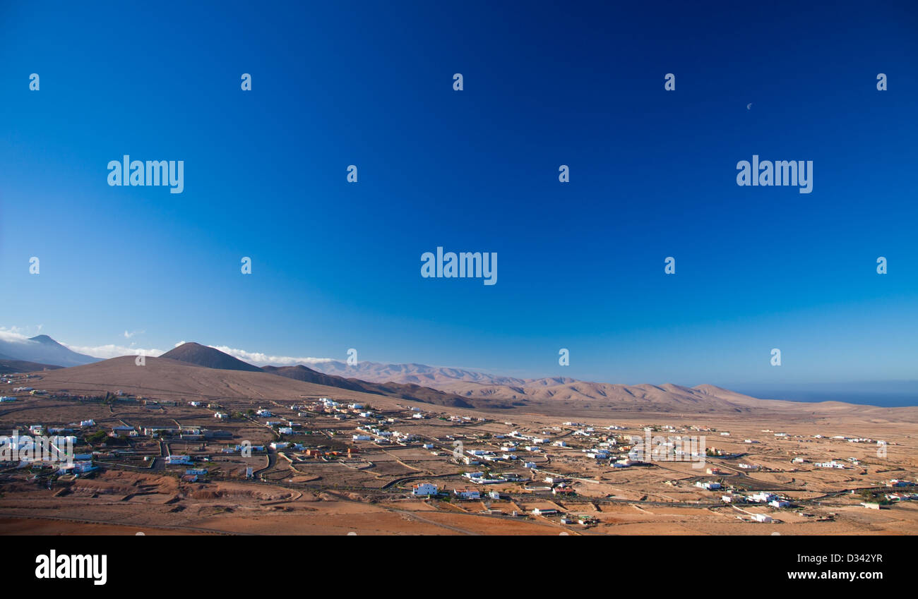 Inland Fuerteventura, village of Tindaya seen from the mountain bearing the same name Stock Photo