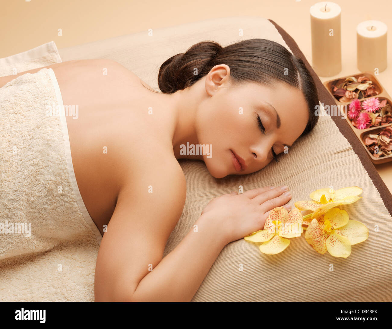 beautiful woman in spa salon Stock Photo