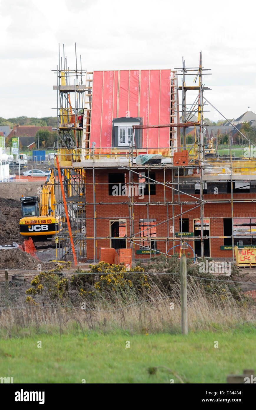 New houses being constructed on a brownfield site formerly the