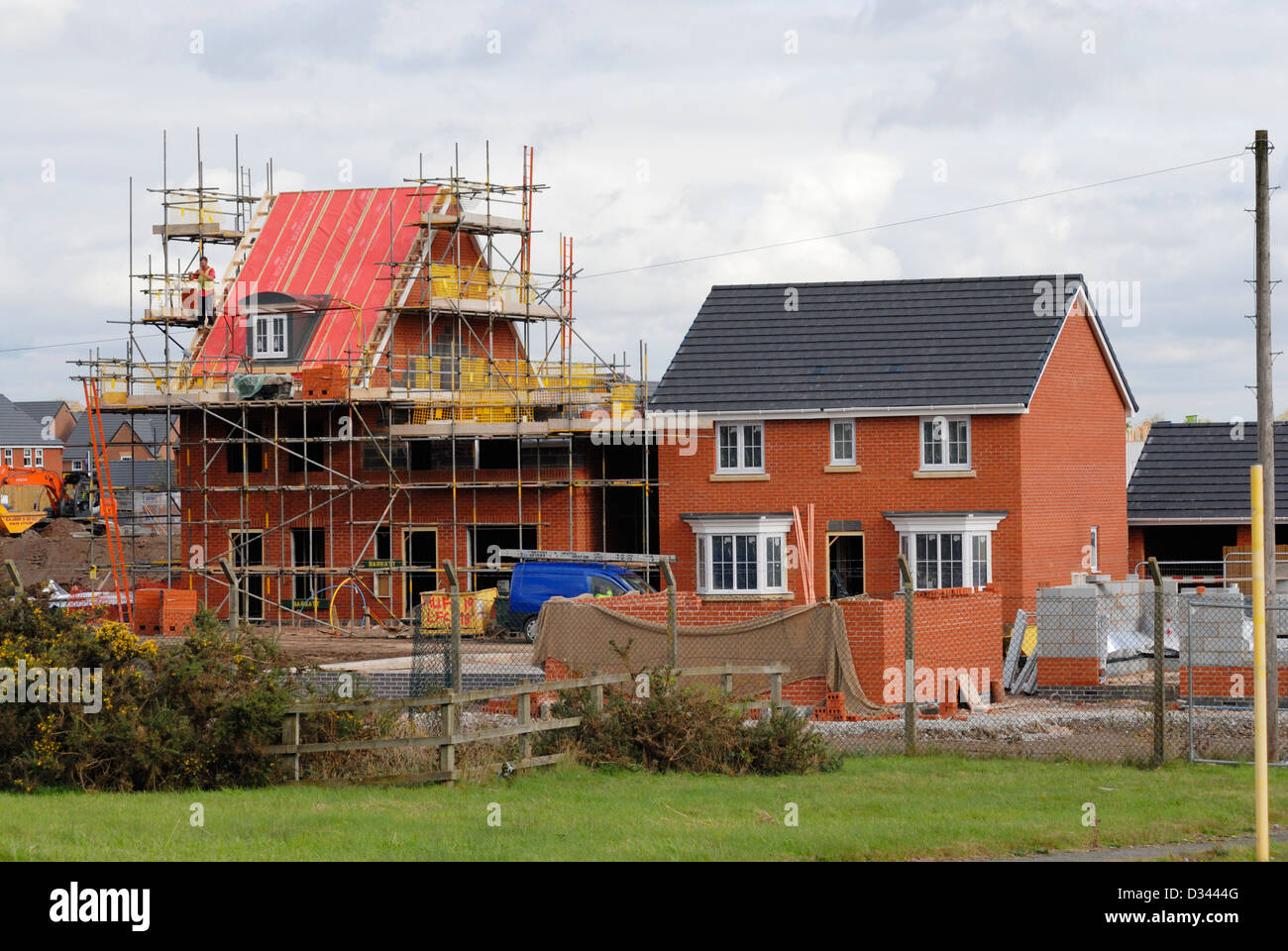 New houses being constructed on a brownfield site formerly the