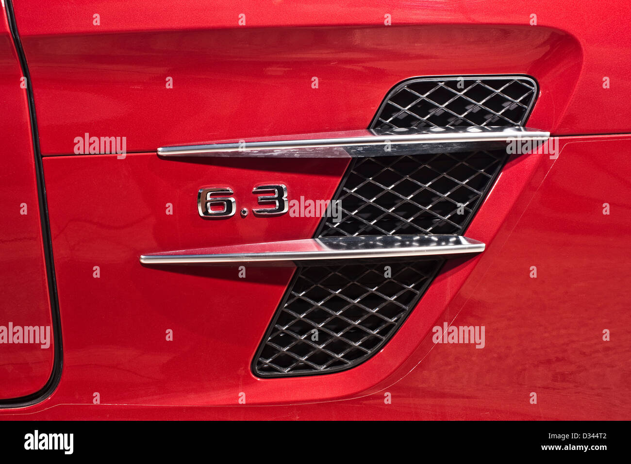 Mercedes Benz SLS AMG 6.2L engine luxury car detail, Winchester, UK, 03