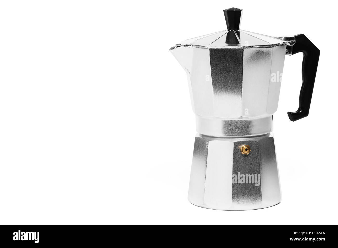 metal espresso coffee maker on white background Stock Photo