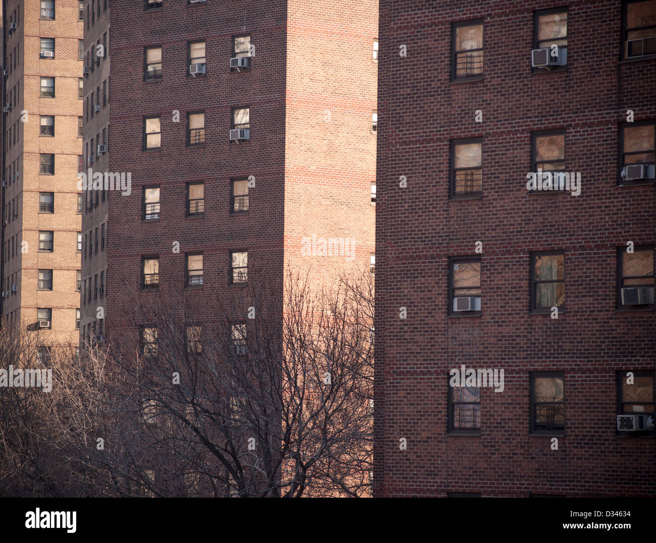 The massive NYCHA Elliot Houses complex of apartments in Chelsea in New