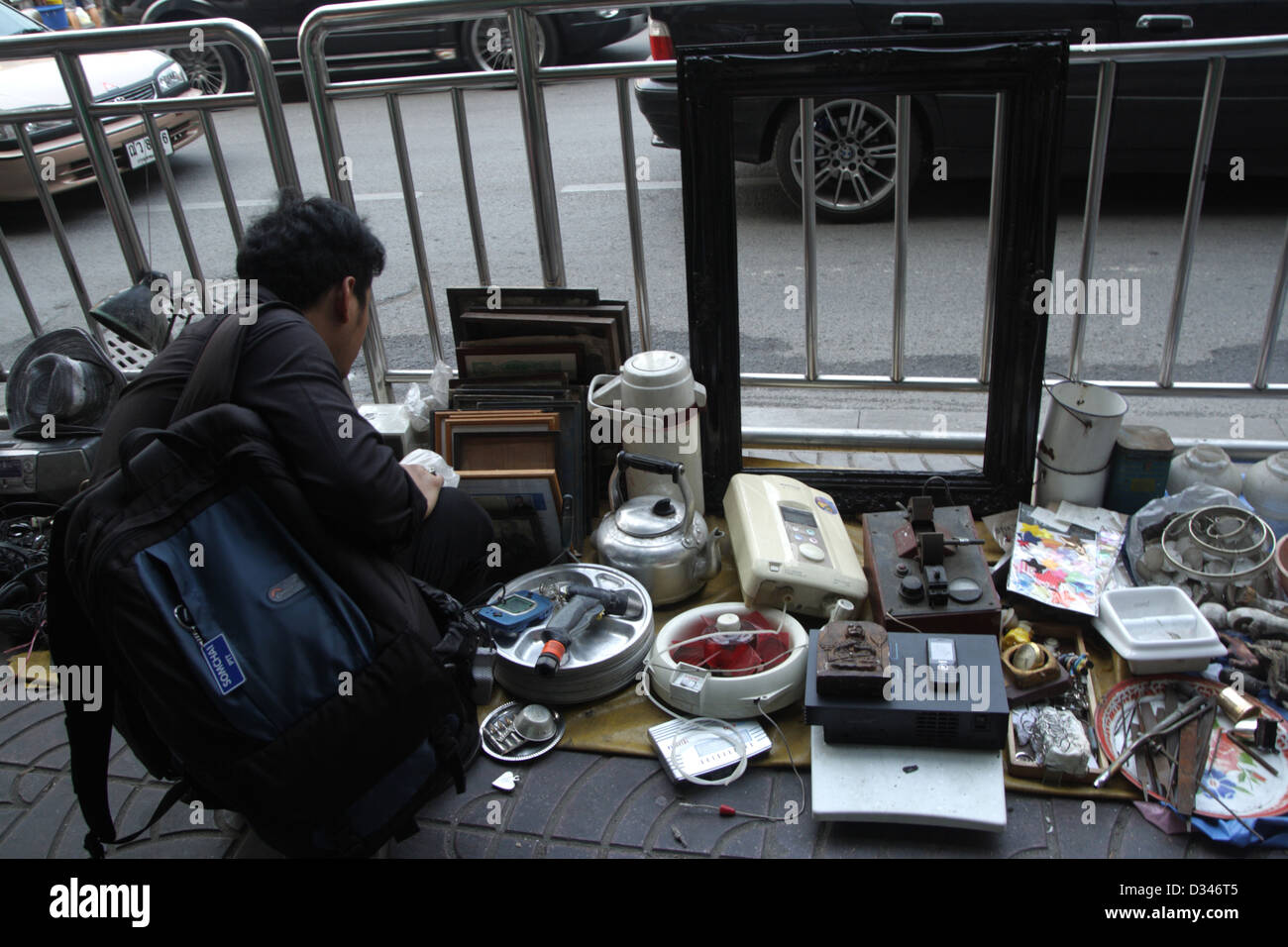 Second hand shop on street in Bangkok's Chinatown , Thailand Stock Photo