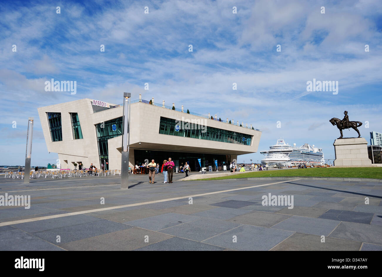Mersey Ferries Terminal situated on the banks of the River Mersey at Pier Head in Liverpool which hosts the Beatles Museum. Stock Photo