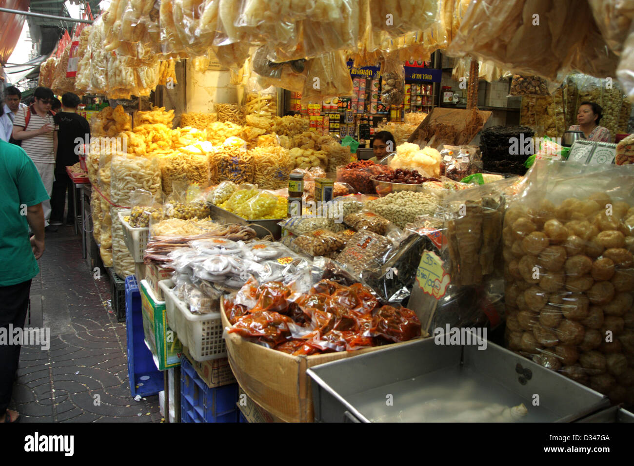 Dried food shop in market , Bangkok's Chinatown , Thailand Stock Photo