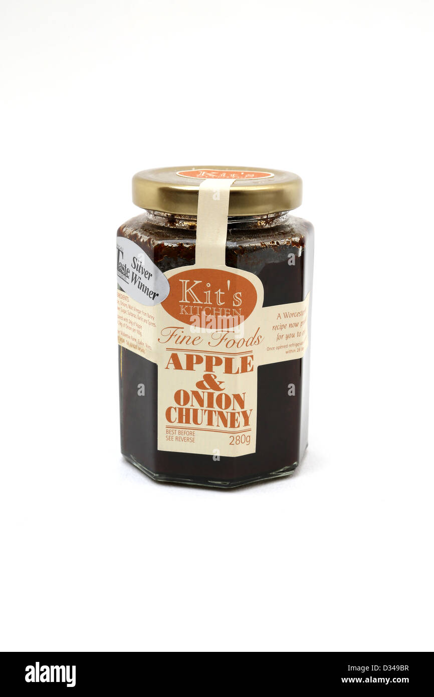 A Jar Of Kit's Kitchen Apple And Onion Chutney Stock Photo