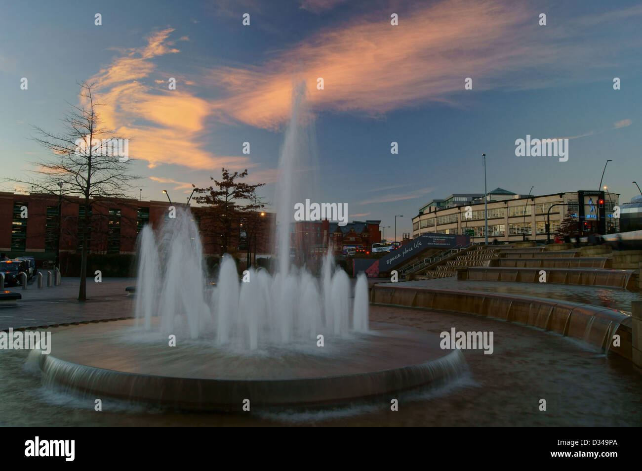 Sheaf Square Water Feature, Sheffield,South Yorkshire Stock Photo