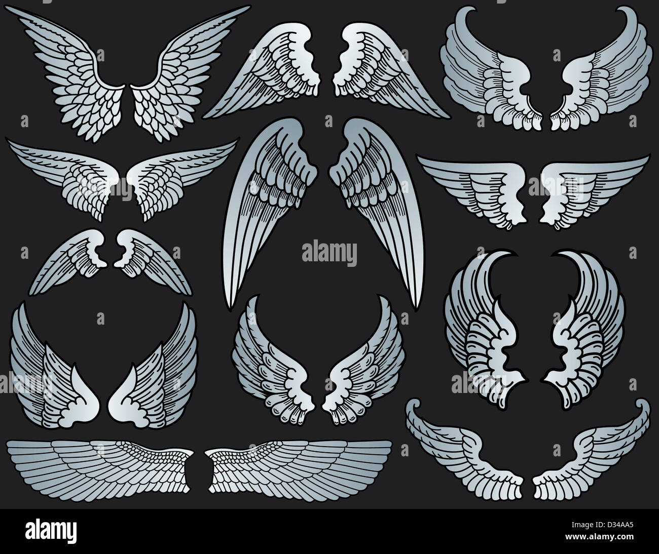 Twelve Sets of Angel Wings Stock Photo Alamy