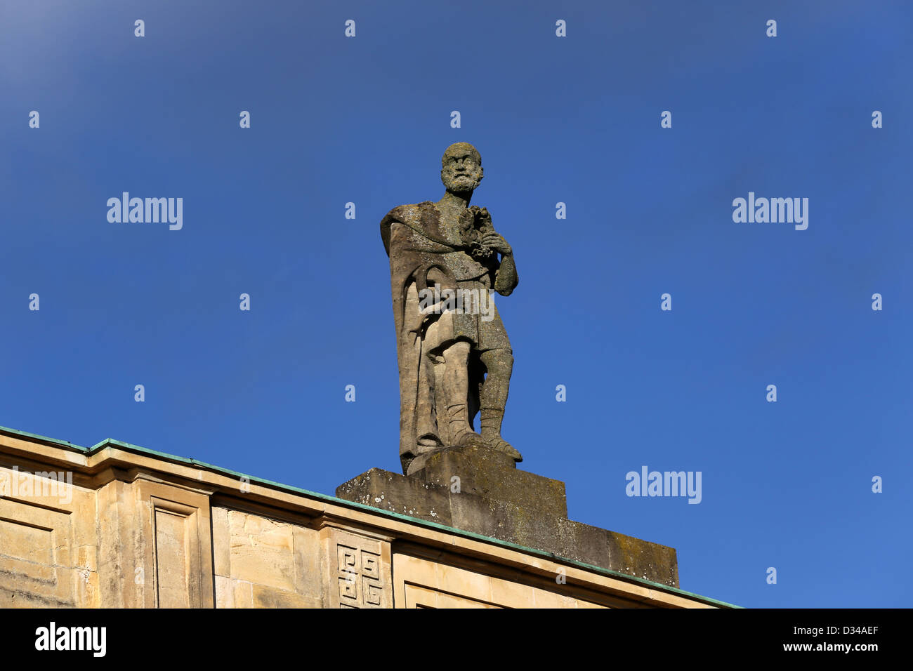Cheltenham Gloucestershire England Statue of Hippocrates Ancient Greek Physician on top of the Pittville Pump Room Stock Photo