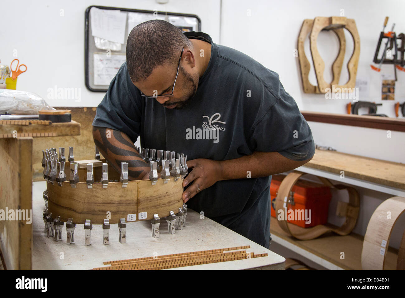El Cajon, California Workers make guitars at the Taylor Guitars
