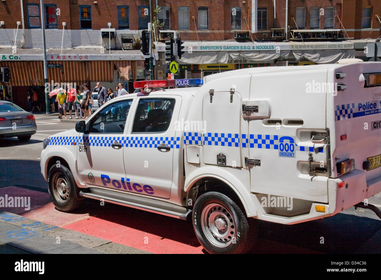 new south wales police van with a lock up cage n sydney.australia Stock Photo
