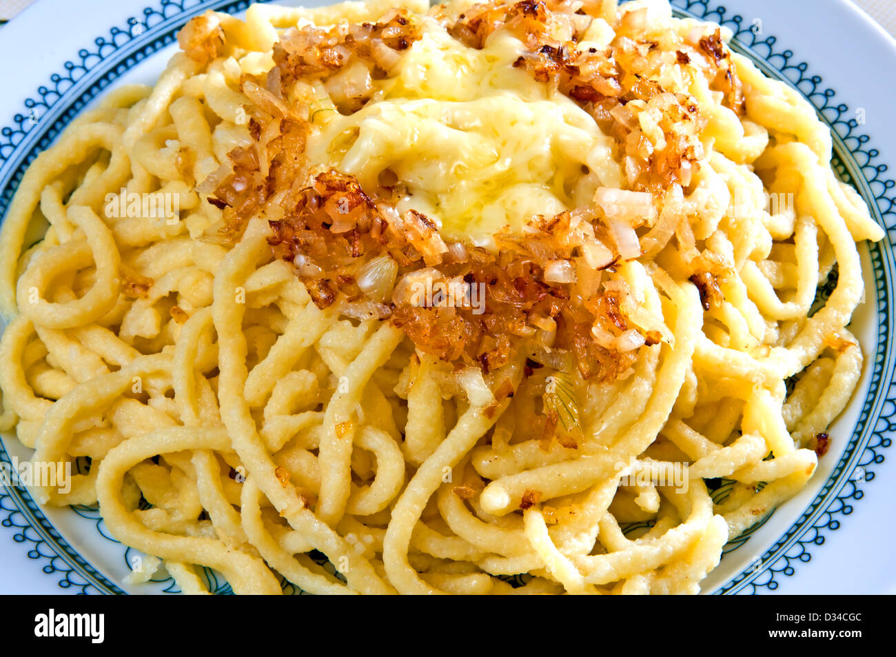 German cheese noodles called spaetzle Stock Photo